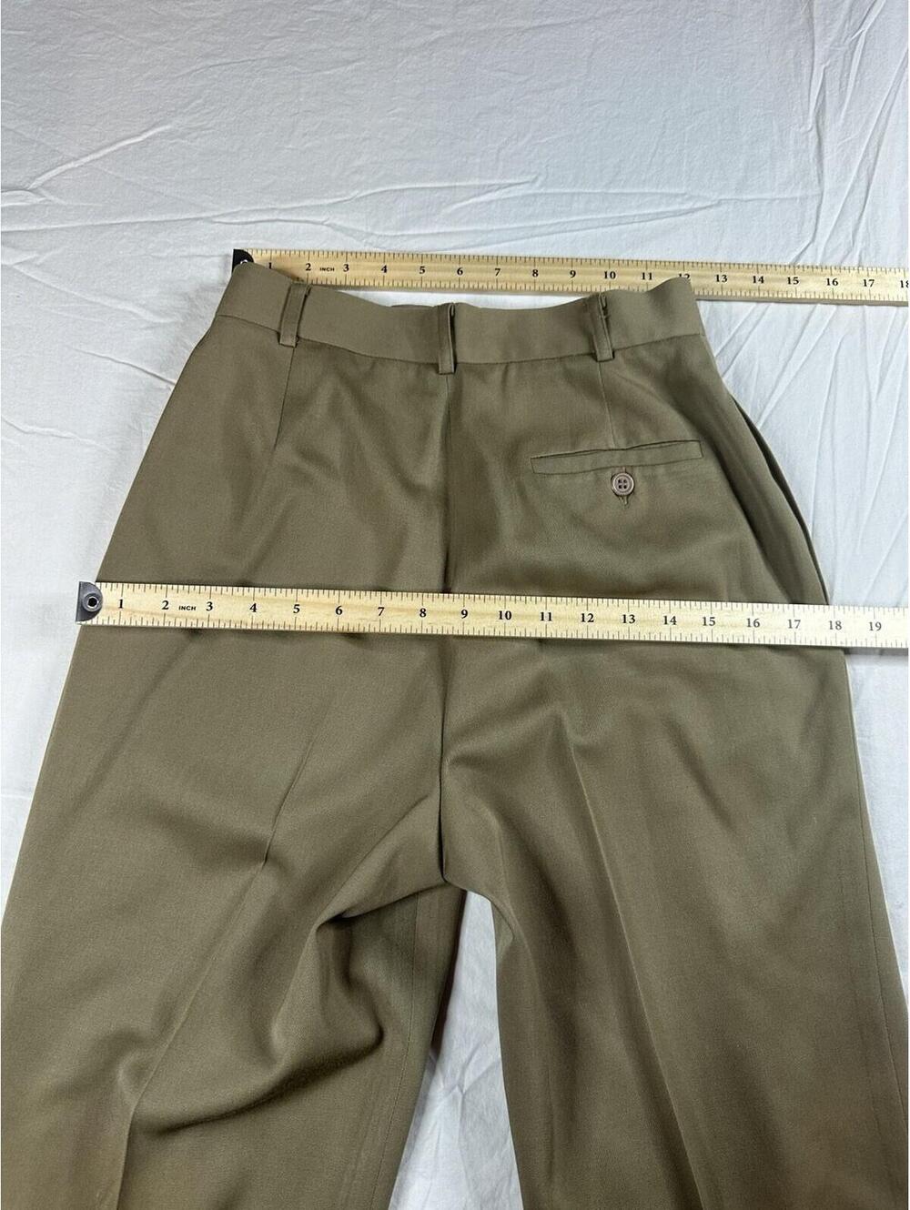 🤎✨Vintage Embassy Row Petites  Pure Wool Pleated Dress Pants Trousers khaki 6P - Picture 13 of 14